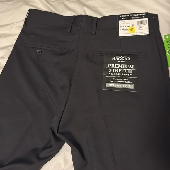 Haggar Men's Premium Stretch Straight Fit Dress Pants - Black 30x32 NWT - Picture 6 of 7